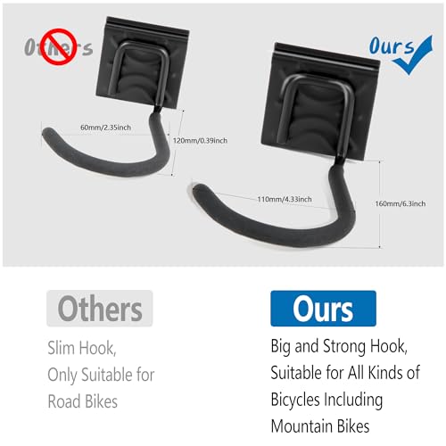 60.36in Vertical Wall Bike Rack Holds 6 Bikes 5 Helmet Hooks (6 Bikes - 20 inch - 3 Panels)