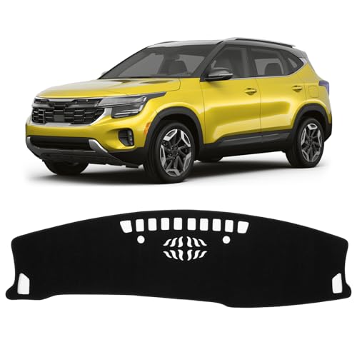 Black Dash Cover Compatible with Kia Seltos 2024 2025 2026 Dashboard Cover Accessories for Seltos Non (Seltos 24-26(Black))