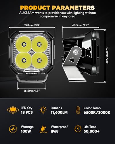 Color Play Series 3 Inch LED Pod Lights with DRL & Turn Signal (Color Play 3 Inch Amber/White Spot & DRL)