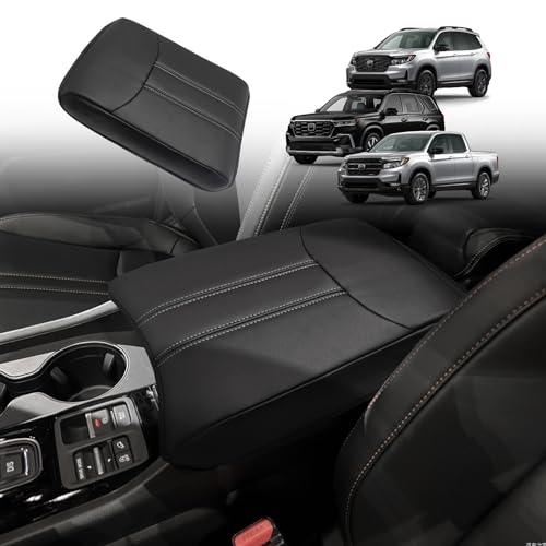 Armrest Cover for Honda Pilot 2023 (12) 23+ |Pilot| Black/White Stitching, Regular)