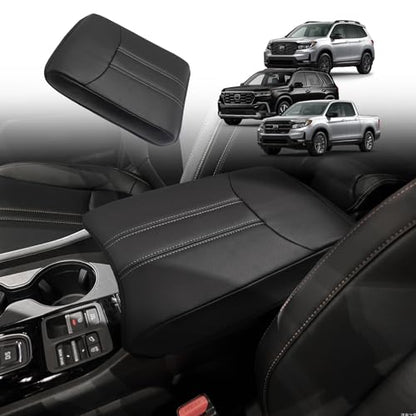 Armrest Cover for Honda Pilot 2023 (12) 23+ |Pilot| Black/White Stitching, Regular)