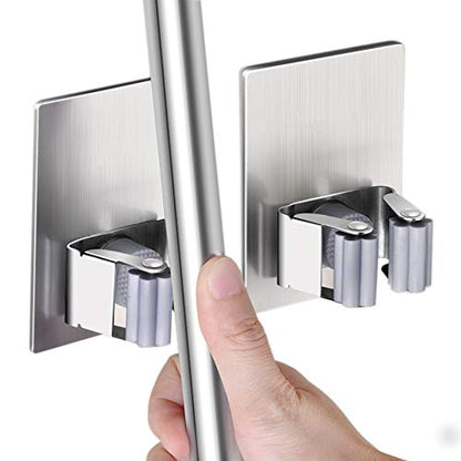 2 Pack Stainless Steel Mop Broom Holder Organizer (Model 1 (2 Pakck))