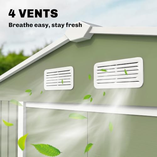9' x 6' Outdoor Storage Shed Garden Tool Metal Shed Green (Green / 9' x 6')