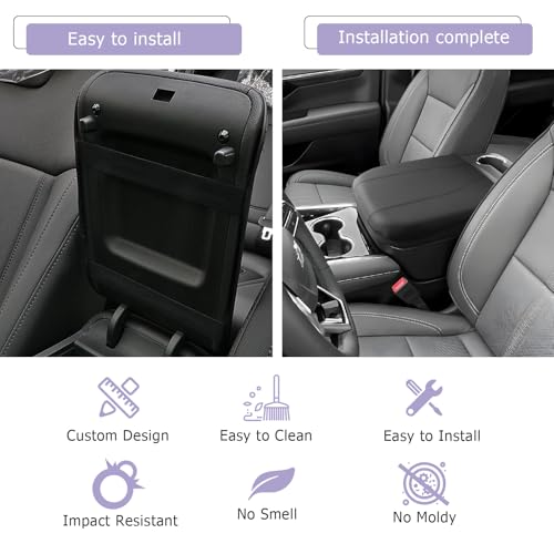2025 2026 Suburban Tahoe Center Console Cover Compatible with 2025 2026 Chevy Suburban Tahoe Accessories Armrest Cover Armrest Console Cover (2025 2026 Suburban Tahoe Thin Black)