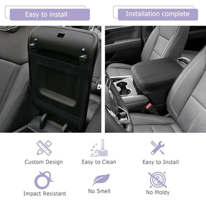 2025 2026 Suburban Tahoe Center Console Cover Compatible with 2025 2026 Chevy Suburban Tahoe Accessories Armrest Cover Armrest Console Cover (2025 2026 Suburban Tahoe Thin Black)