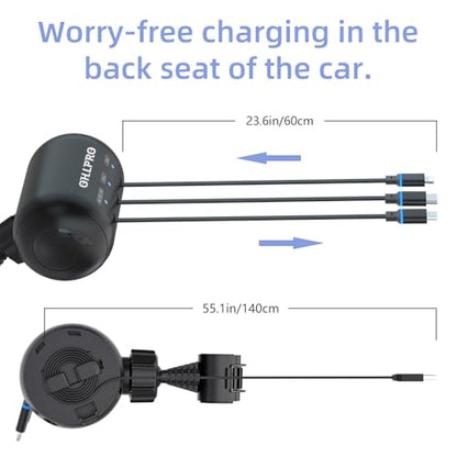 Multi Car Retractable Backseat 3 in 1 Car Charging Station Box Compatible with All Phones (Standard | 3-IN-1 Charging Station)