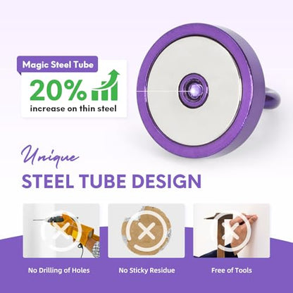 Magnetic Hooks Steel Tube Design for Cruise (Purple / 130lb Magnetic Hooks)