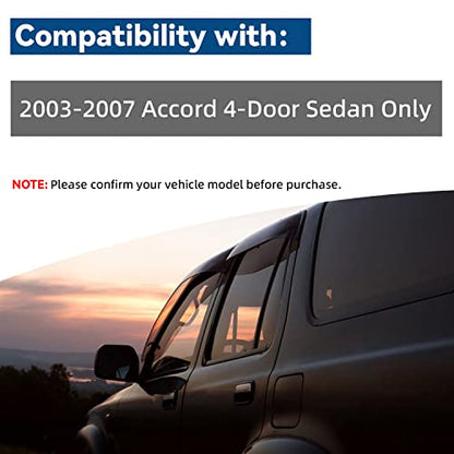 4pcs JDM Window Visors Rain Guards for 2003 (for 2003-2007 Honda Accord 4-Door Sedan)