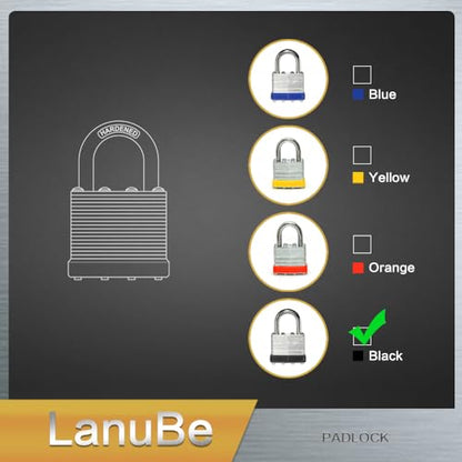 Laminated Keyed Alike Padlock 12 Pack 1.6 (12 Pack Black)