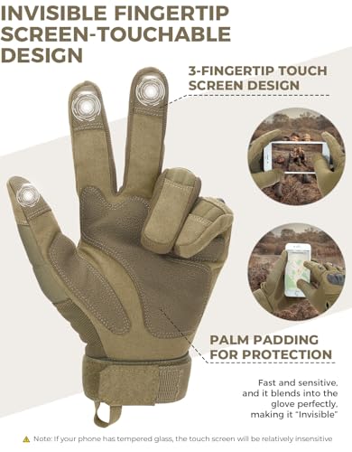 Tactical Gloves for Men (Brown, Microfiber Protection / Medium)