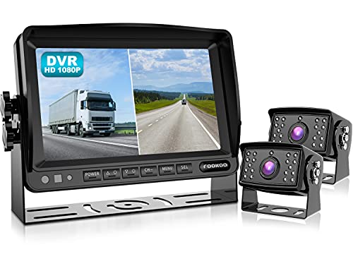 7" HD 1080P Wired Dual Backup Camera (Coal Black / 7 inches 2-camera)