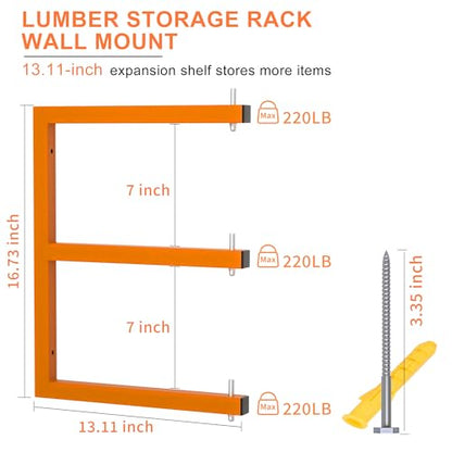 Lumber Rack Wall (Orange / All-in-One – 4 Pack, 6-Tier)
