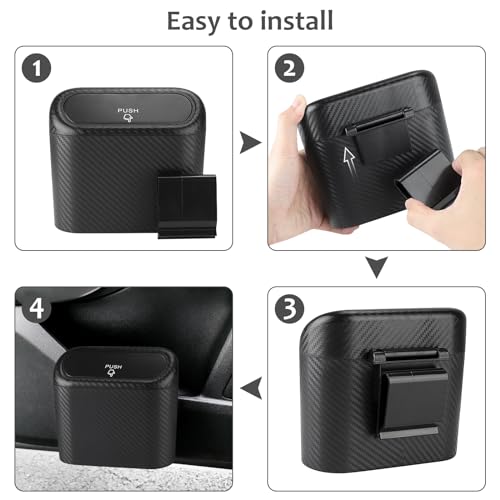 Car Trash Can with Lid (Black, Carbon Fibre)