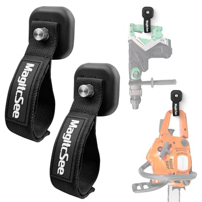 2 Pack Heavy Duty Magnetic Hook Straps for Extension Cords (Black-8:2 Pcs)