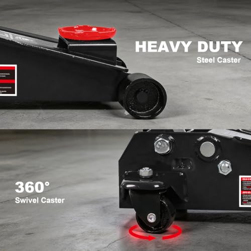 Floor Jack 3 Ton Capacity Fast Lift Service Jack Steel Heavy Duty Hydraulic Car Jack Black (3 Ton Fast Lift / Black)