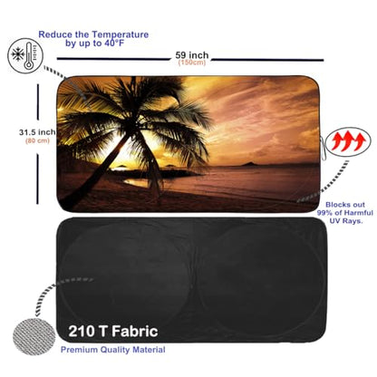 Windshield Sun Shade for Car Front Window Cover Sunshades Visor Automotive Sun Shield for Compact Sedan (Sunset Yellow / Standard)