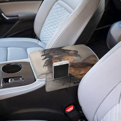 Brown Black Horse Car Center Console Pad Soft Non (Brown Black Horse)