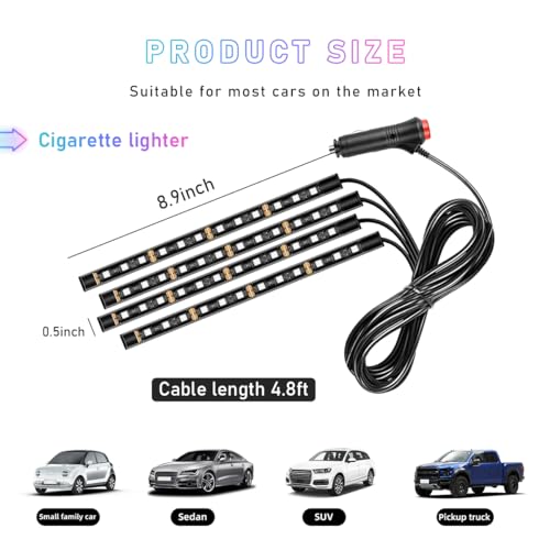 Car LED Strip Light (Connection Type: Cigarette Lighter / Red-48 LEDs)