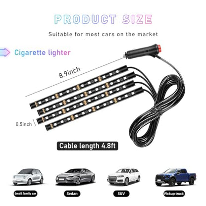 Car LED Strip Light (Connection Type: Cigarette Lighter / Red-48 LEDs)