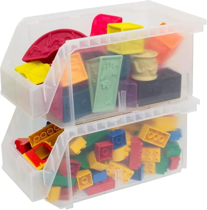 Akro Mils ReadySpace Large Stackable Plastic Storage Bins (Clear / Large, 6-Pack)