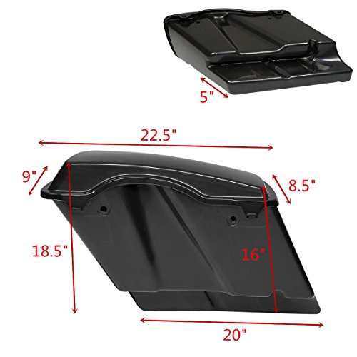 Motorcycle 5" Stretched Saddlebags Fit For Harley Touring 1993 (Unpainted Black / 5" Extended)