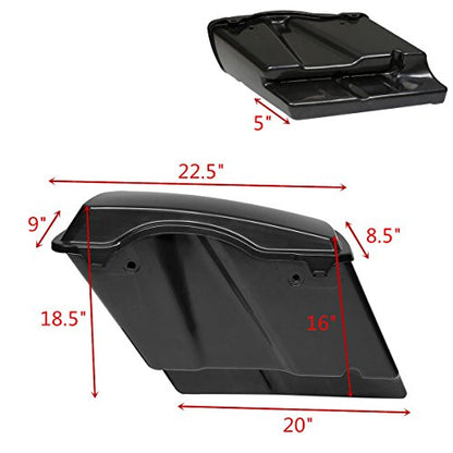 Motorcycle 5" Stretched Saddlebags Fit For Harley Touring 1993 (Unpainted Black / 5" Extended)