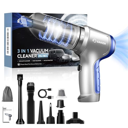 Handheld Car Vacuum Portable Cordless 15000Pa Blue (Blue)