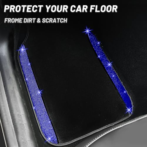 Blue Bling Car Floor Mats Full Set (Blue Diamond / Car Floor Mats (4 Pieces))