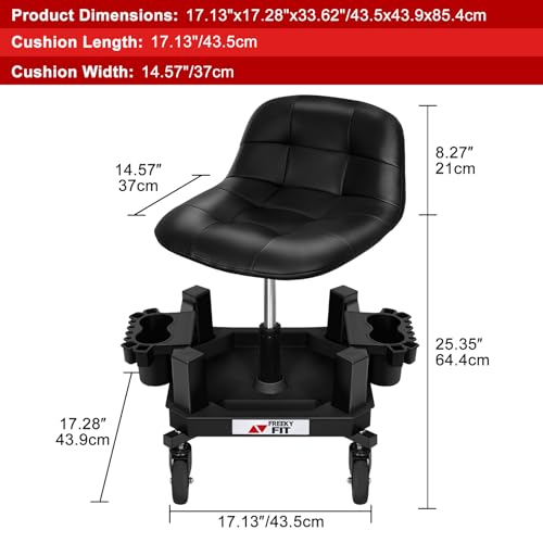 Rolling Stool with Wheels (Black)