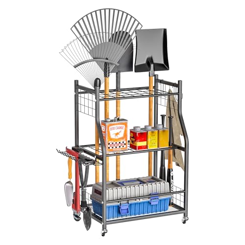 Garden Tool Organizer Yard Storage Stand for Garage w (Medium)
