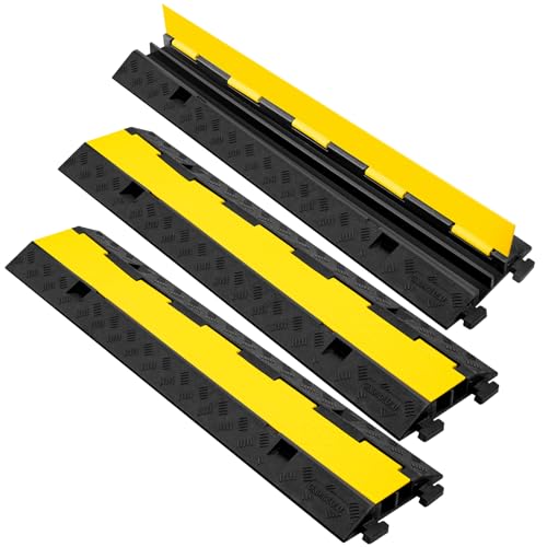 3 Pack 2 Channel Cable Protector Ramp Traffic Wire and Hose Ramp Cord Cover Heavy Duty Channels 18 (2 Channel 3 Pack)