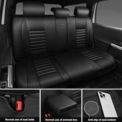 Nappa Leather Car Seat Covers Full Set (Black 5 Seats / Full Set)