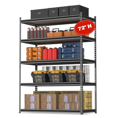 5 Tier Adjustable Metal Shelving (36 inches wide, 18 inches deep, 72 inches high)