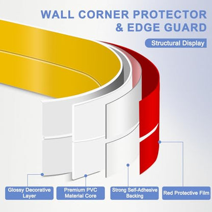 Wall Corner Protector Moulding Trim Peel and Stick (Gold / 2.4 In x 40 Ft)