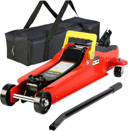 2 Ton Low Profile Floor Jack (Red - 2 Ton(Single Pump), Lift 3.3"-15.2")