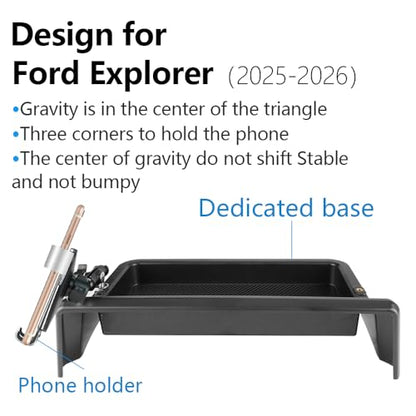Car Phone Holder Center Console Organizer Tray for Ford Explorer 2025 2026 2027 [13.2 (for Ford Explorer 2025 2026 2027)