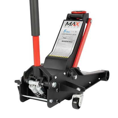 5-Ton (11000lbs) Low Profile Hydraulic Super Heavy-Duty Steel Floor Jack with Dual Pistons Quick Lift Pump, Home and Workshop Car Maintenance for Various Vehicles (Red, 5 Ton Low Profile)