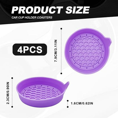 4 Pack Universal Cup Holder Coasters (Purple)