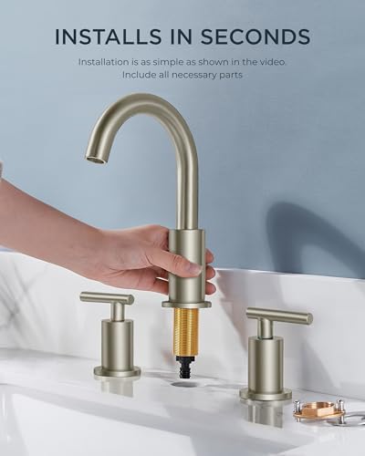 Widespread Brushed Nickel Bathroom Faucet 3 Hole Commercial Faucet (Stainless Steel)