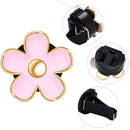 6 Pcs Daisy Vent Clips for Car (Pink / 1 Count (Pack of 6))