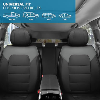 Curated Slate Ridge Napa Leather Seat Covers for Cars & SUVs (Slate Ridge – Set / Full Set)