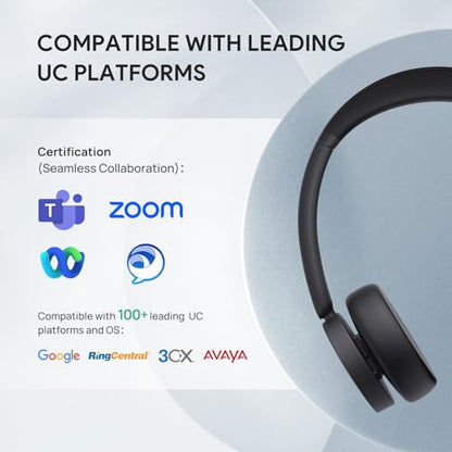 BH70 UC Wireless Bluetooth Headset with AI Microphone Flip (Black (UC) / Dual (USB-C to A))