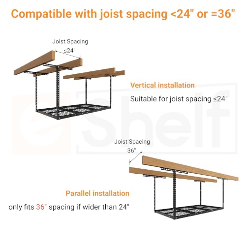 3x6ft Overhead Ceiling Garage Storage Rack (Black / 3x6ft)