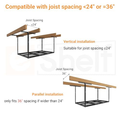 3x6ft Overhead Ceiling Garage Storage Rack (Black / 3x6ft)