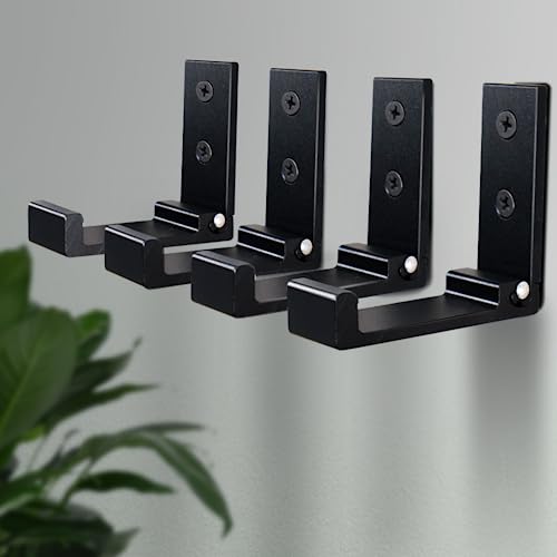 Folding Wall Hook 2PCS Folding Coat Hooks for Hanging Heavy Duty Coat & Bag & Backpack & Hat & Headphone Foldable Coat Hooks Wall Mounted Saves Space (Black-2 Pack)