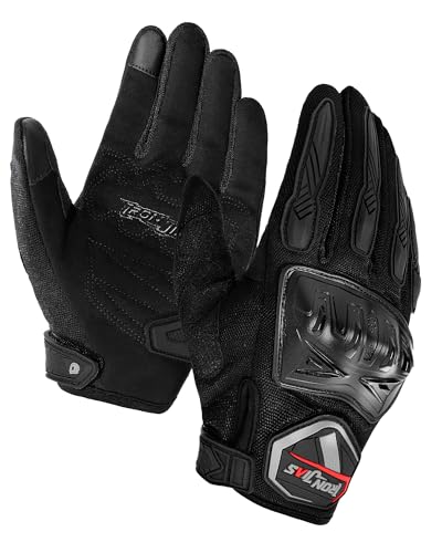 Summer Motorcycle Gloves for Men and Women Touchscreen Biker Gloves (Large / 016-Black)