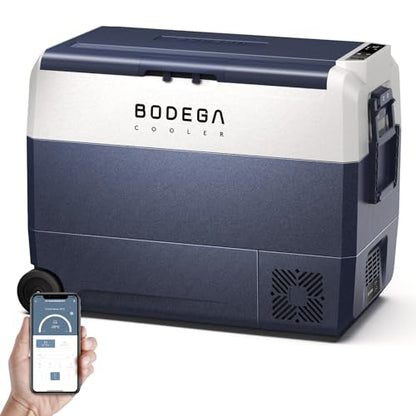64QT 12 Volt Car Refrigerator Portable Single Zone With Wheels (Blue)