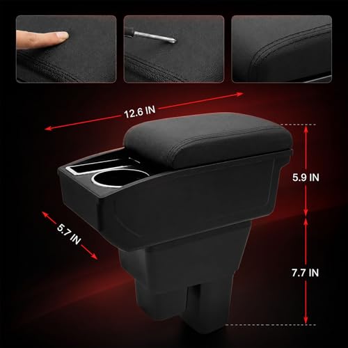 Car Armrest Box Compatible with Honda Fit Jazz Hatchback 2009 (with Cup Holder)