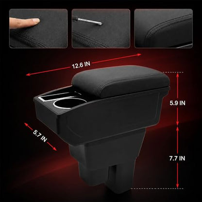 Car Armrest Box Compatible with Honda Fit Jazz Hatchback 2009 (with Cup Holder)
