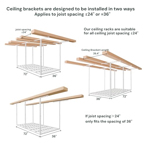 3x6 Garage Storage Overhead Rack Organization (White / 3*6 FT - 1 Pc)